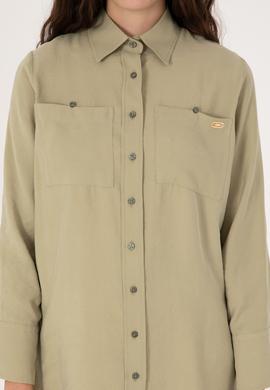 Kadın Koyu Haki Uzun Kollu Gömlek - 50299571004