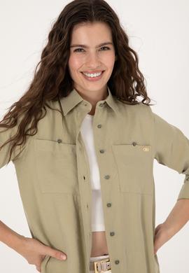 Kadın Koyu Haki Uzun Kollu Gömlek - 50299571004