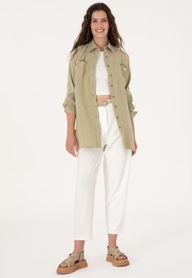 Kadın Koyu Haki Uzun Kollu Gömlek - 50299571004