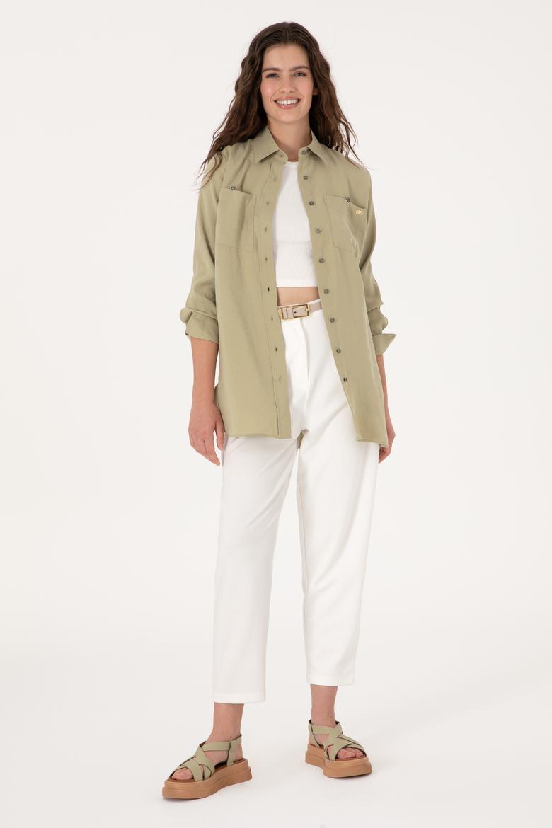 Kadın Koyu Haki Uzun Kollu Gömlek - 50299571004