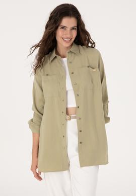 Kadın Koyu Haki Uzun Kollu Gömlek - 50299571004