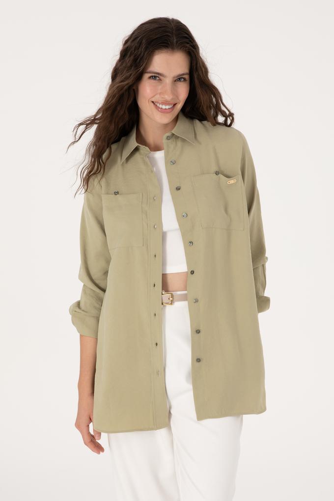 Kadın Koyu Haki Uzun Kollu Gömlek