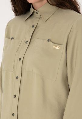Kadın Koyu Haki Uzun Kollu Gömlek - 50299571004