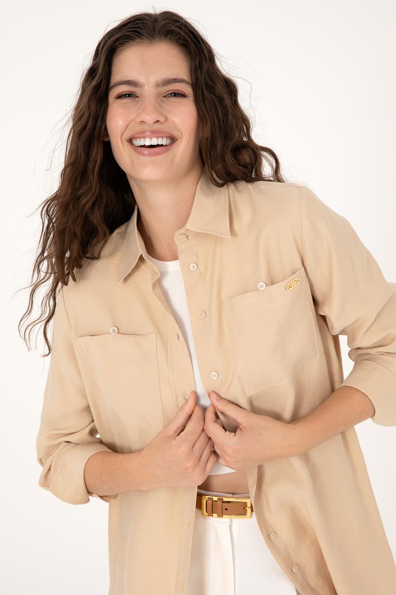 Kadın Taş Uzun Kollu Gömlek - 50299571012