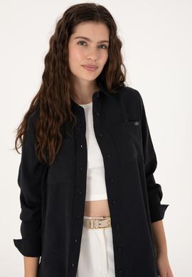 Kadın Siyah Uzun Kollu Gömlek - 50299571020