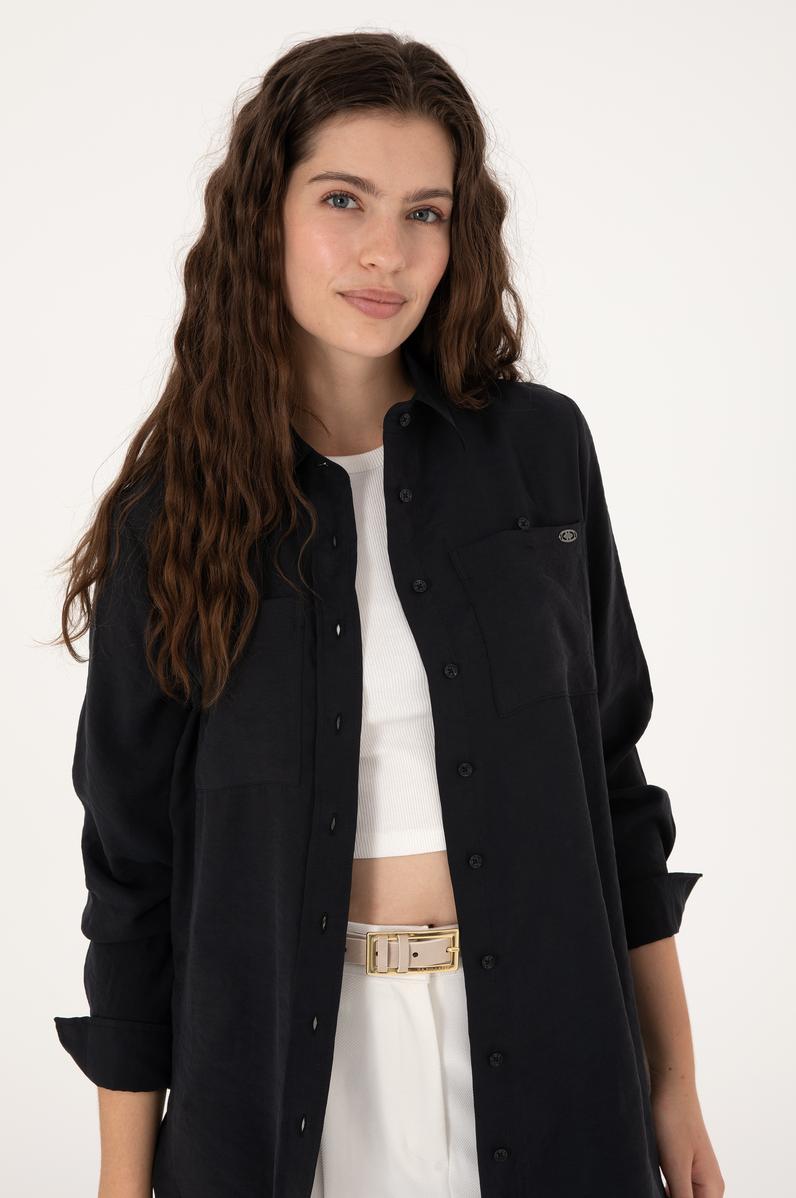 Kadın Siyah Uzun Kollu Gömlek