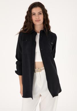Kadın Siyah Uzun Kollu Gömlek - 50299571020