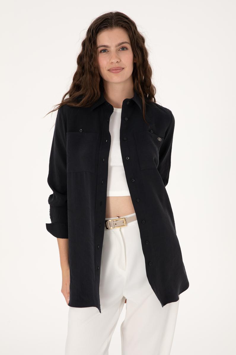 Kadın Siyah Uzun Kollu Gömlek