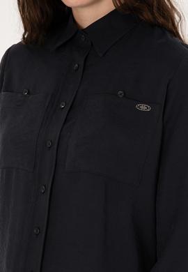 Kadın Siyah Uzun Kollu Gömlek - 50299571020