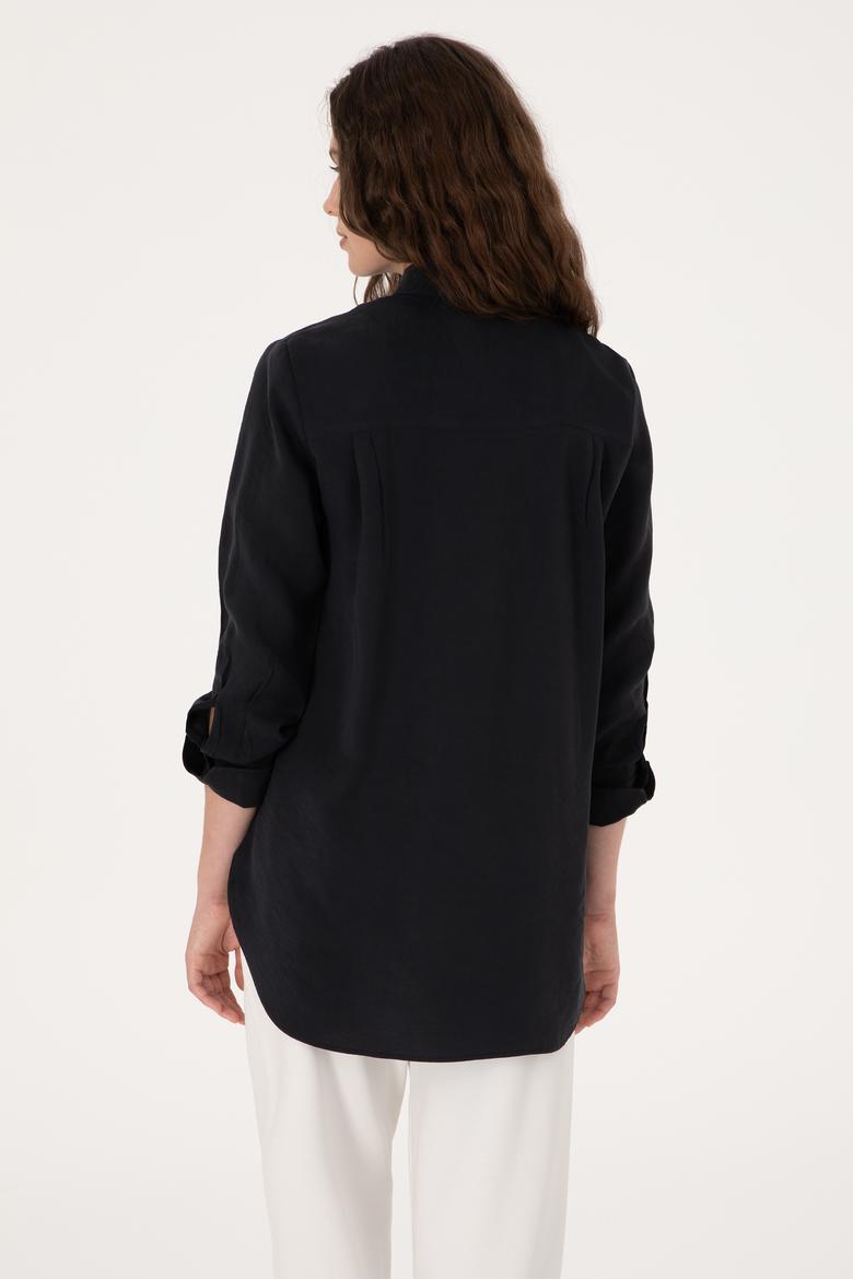 Kadın Siyah Uzun Kollu Gömlek - 50299571020