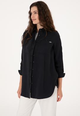 Kadın Siyah Uzun Kollu Gömlek - 50299571020