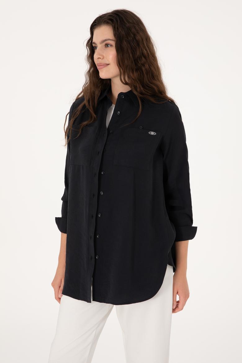 Kadın Siyah Uzun Kollu Gömlek - 50299571020