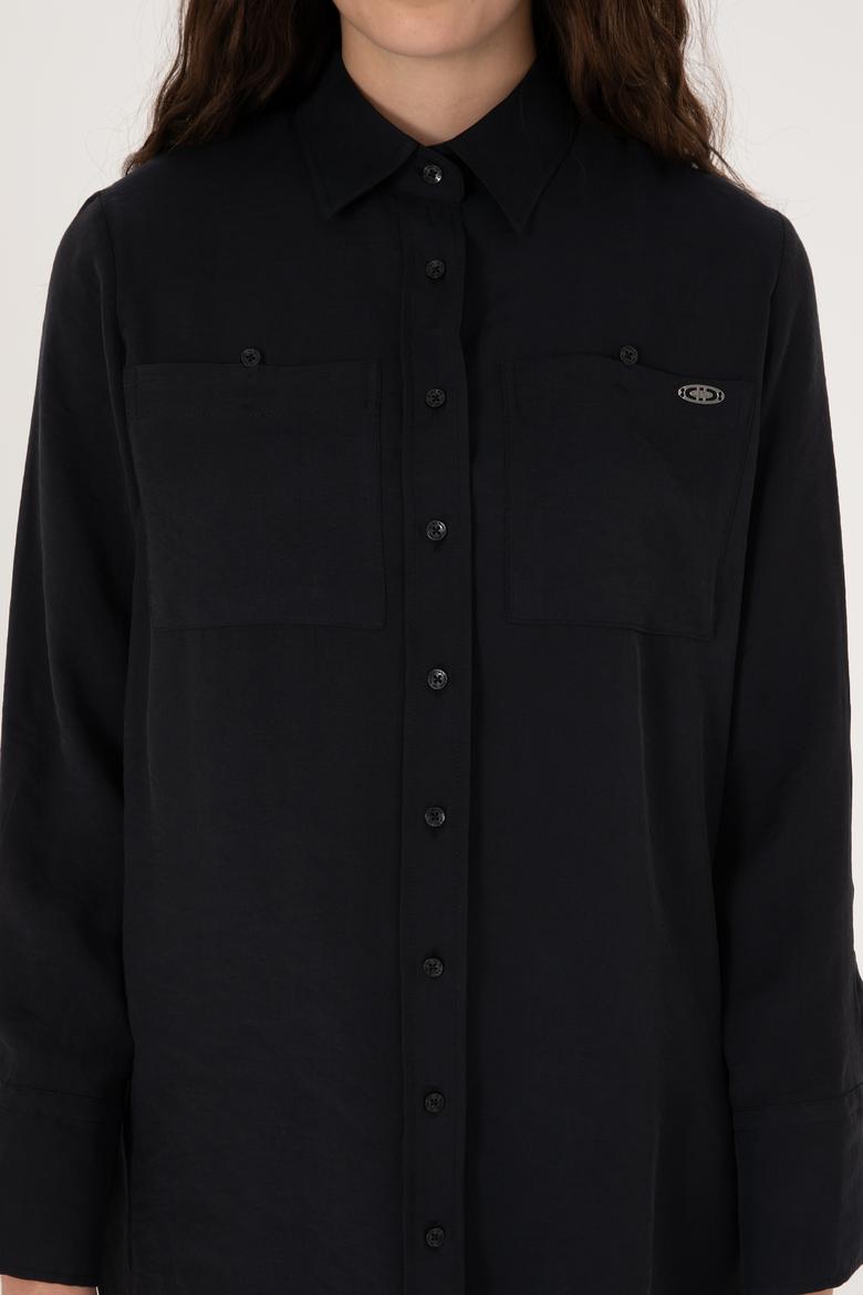 Kadın Siyah Uzun Kollu Gömlek - 50299571020