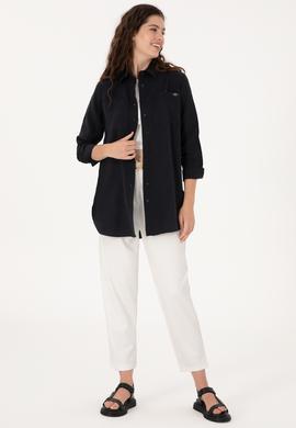 Kadın Siyah Uzun Kollu Gömlek - 50299571020