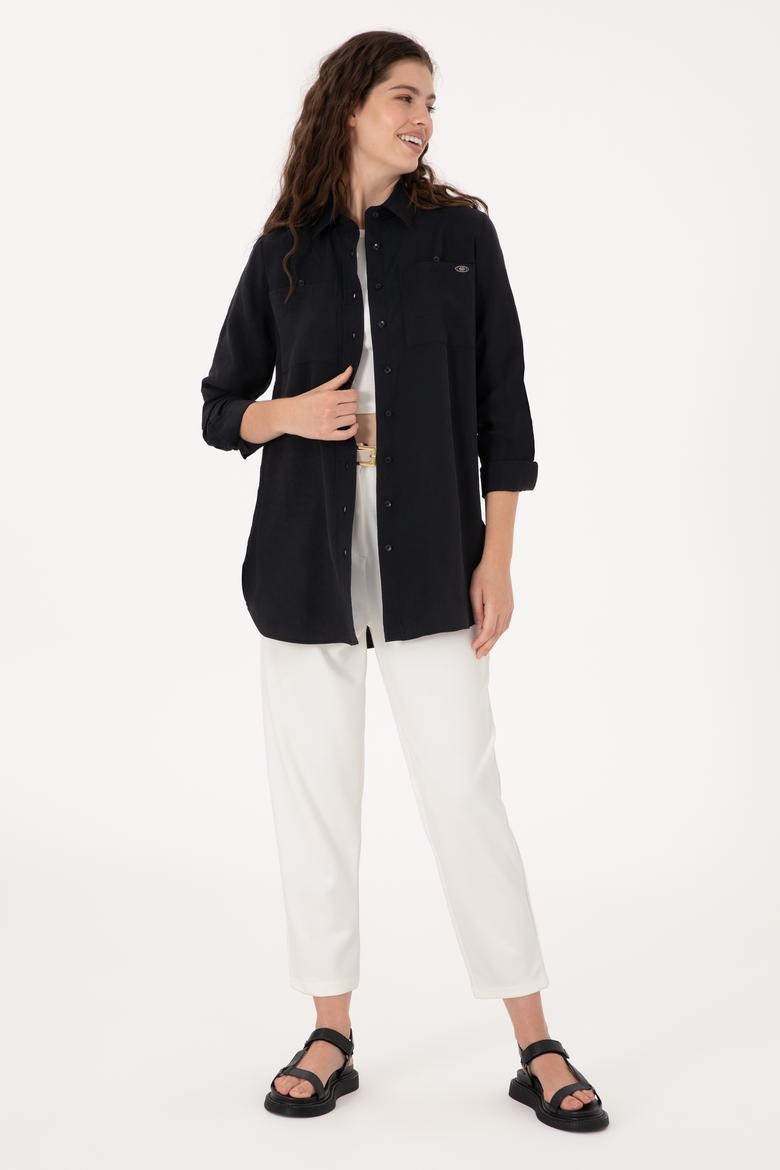 Kadın Siyah Uzun Kollu Gömlek - 50299571020