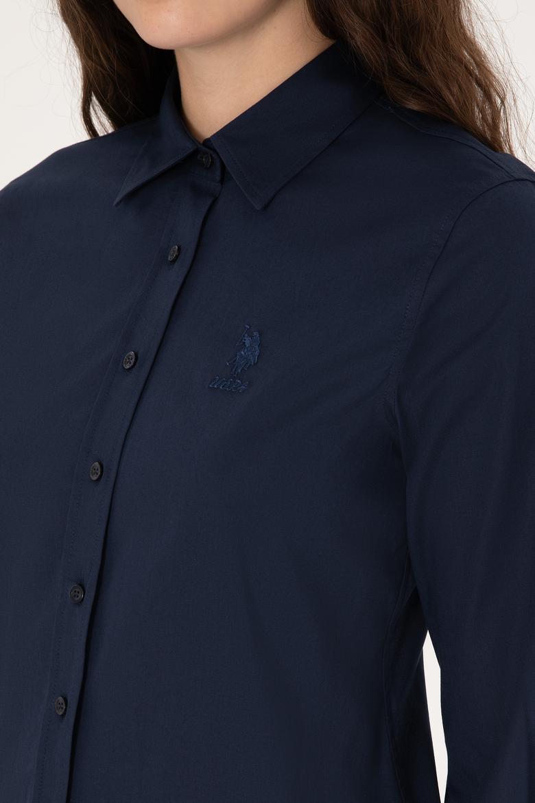 Kadın Lacivert Uzun Kollu Basic Gömlek - 50298091019