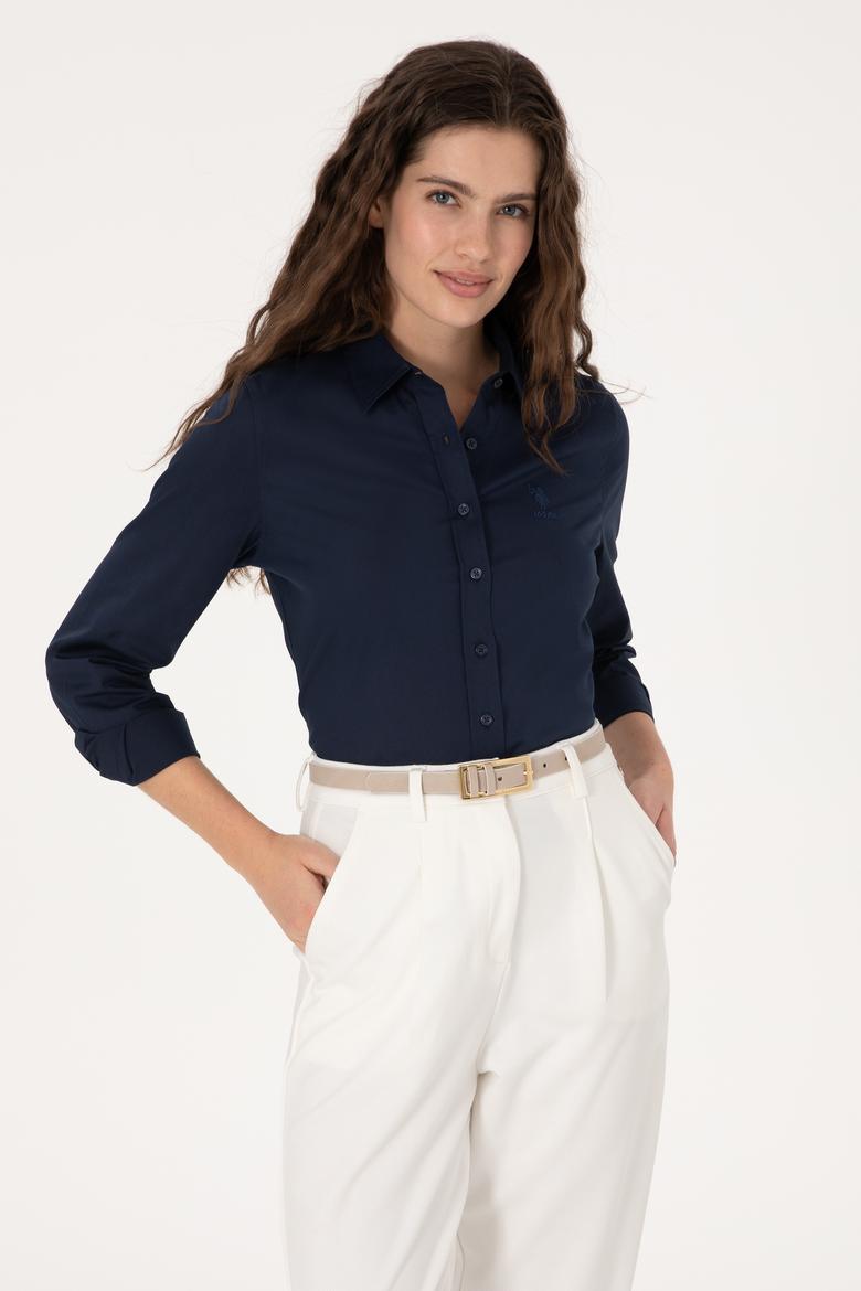 Kadın Lacivert Uzun Kollu Basic Gömlek - 50298091019