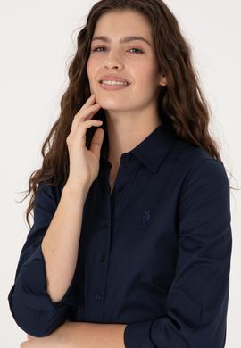Kadın Lacivert Uzun Kollu Basic Gömlek - 50298091019