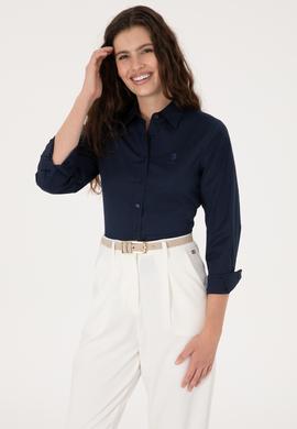 Kadın Lacivert Uzun Kollu Basic Gömlek - 50298091019