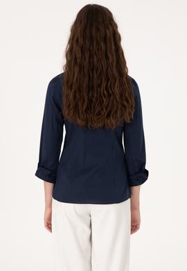 Kadın Lacivert Uzun Kollu Basic Gömlek - 50298091019