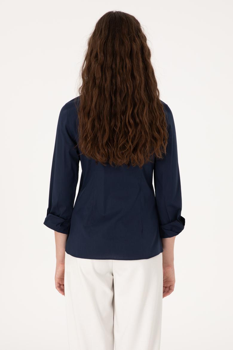 Kadın Lacivert Uzun Kollu Basic Gömlek - 50298091019