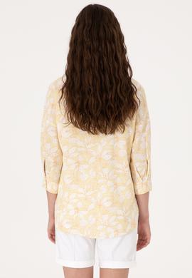 Kadın Açık Haki Keten Karışımlı Uzun Kollu Gömlek - 50299572009