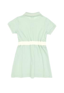 Kız Çocuk Su Yeşili Polo Yaka Kısa Kol A-Form Örme Elbise - 50306260010