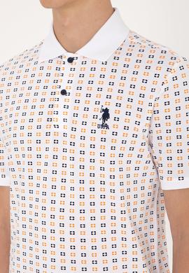 Erkek Regular Fit Beyaz Polo Yaka Desenli Tişört - 50306806019