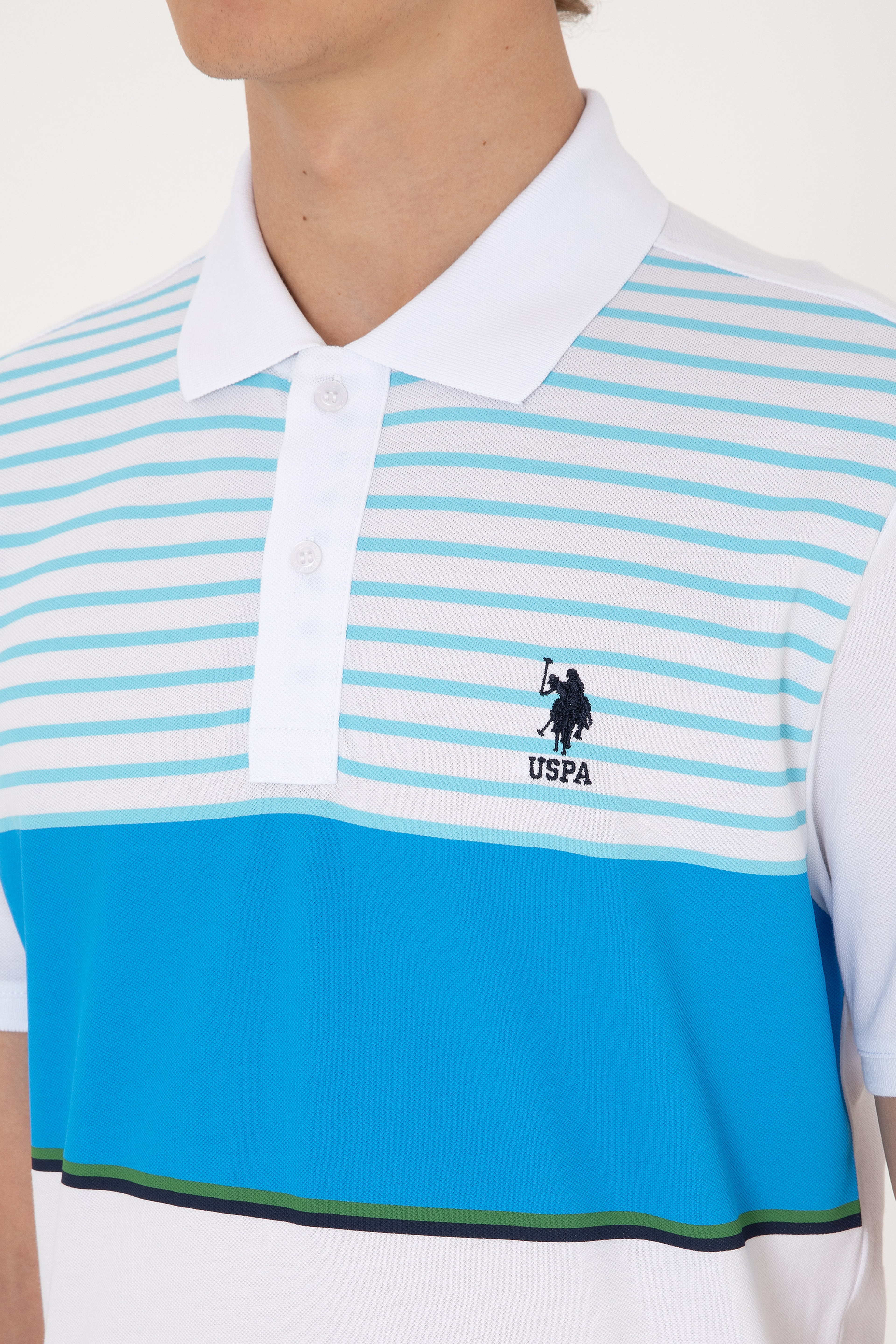 Erkek Regular Fit Polo Yaka Turkuaz Tişört - Image 7