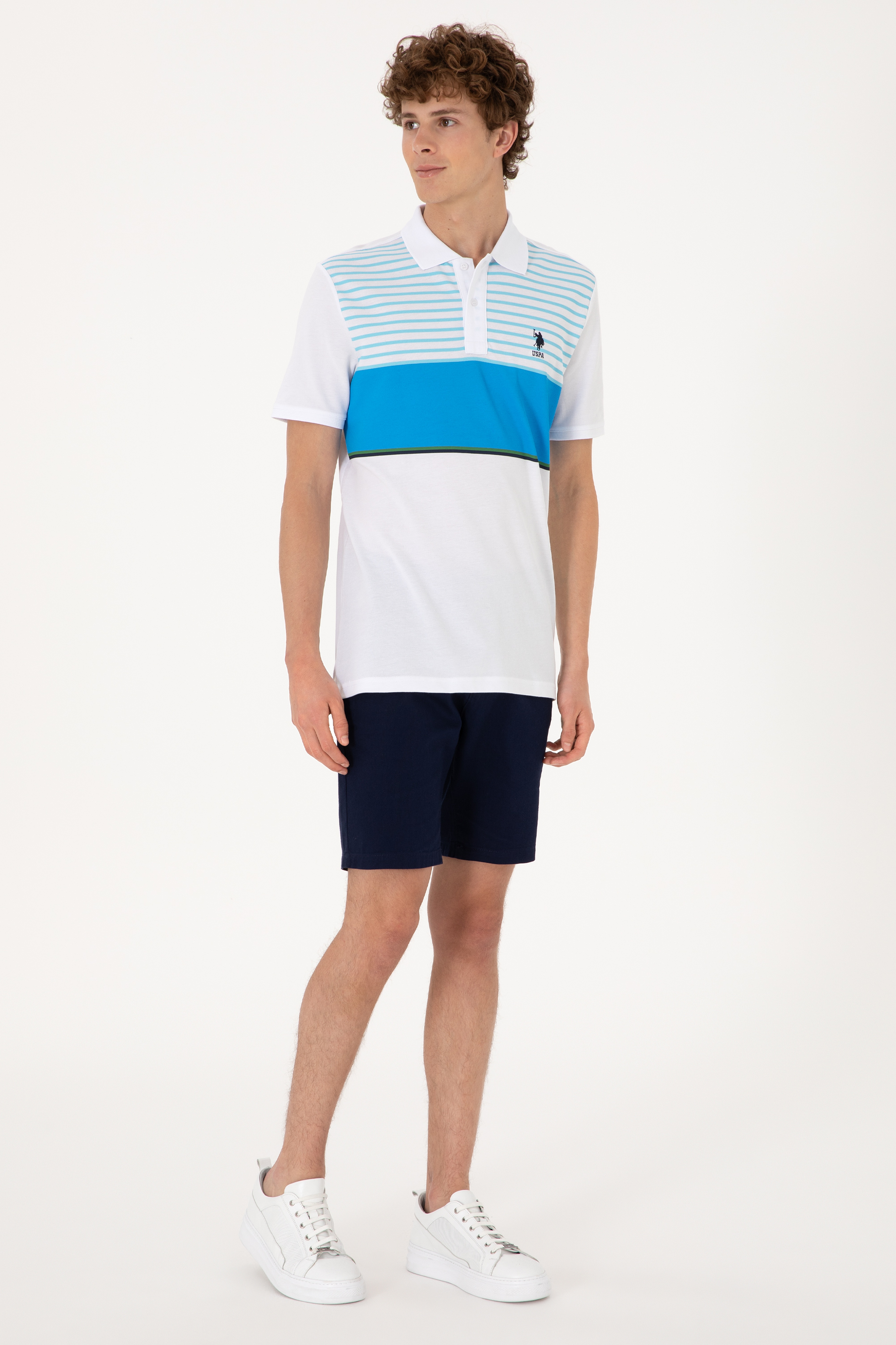 Erkek Regular Fit Polo Yaka Turkuaz Tişört - Image 4