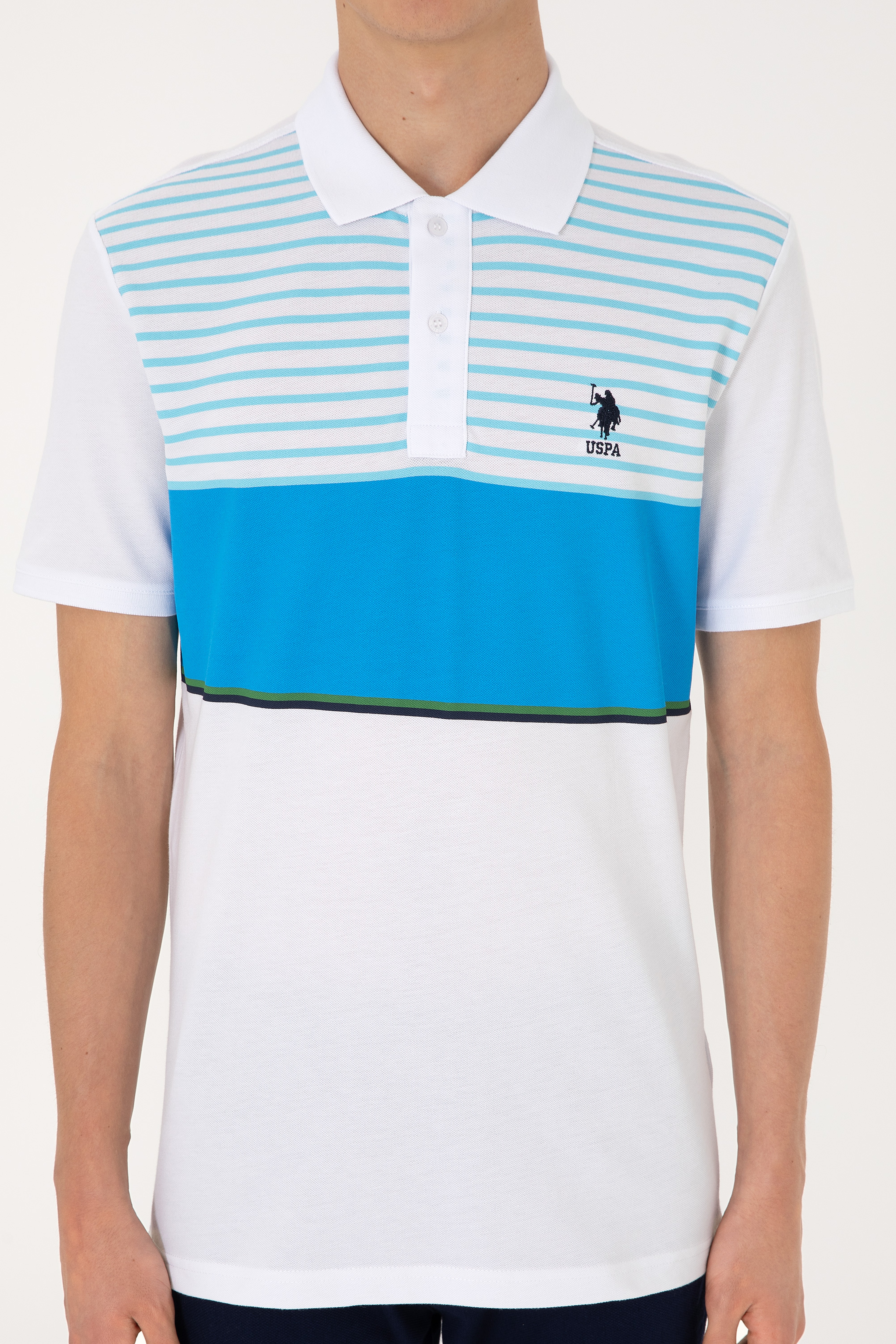 Erkek Regular Fit Polo Yaka Turkuaz Tişört