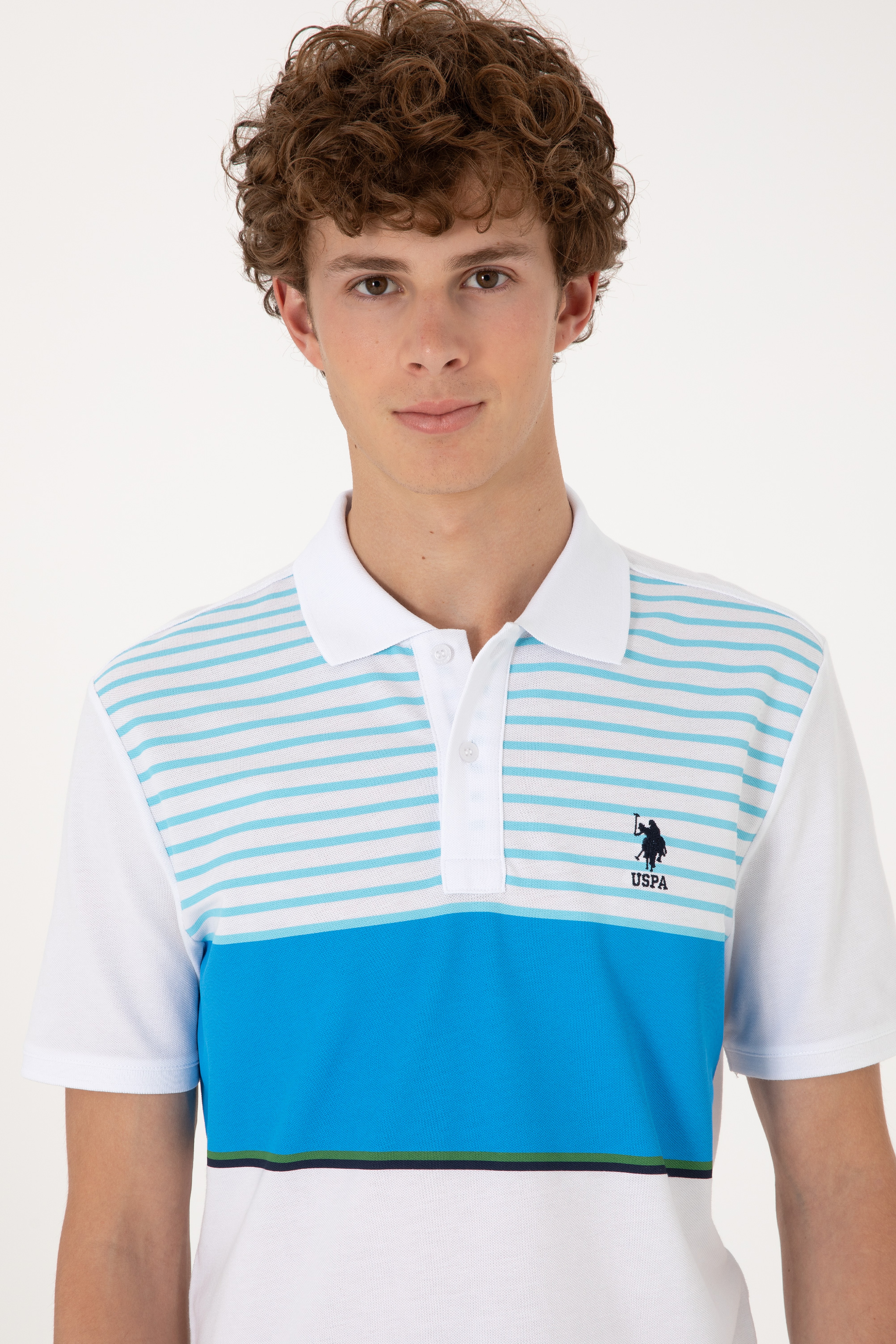 Erkek Regular Fit Polo Yaka Turkuaz Tişört - Image 2