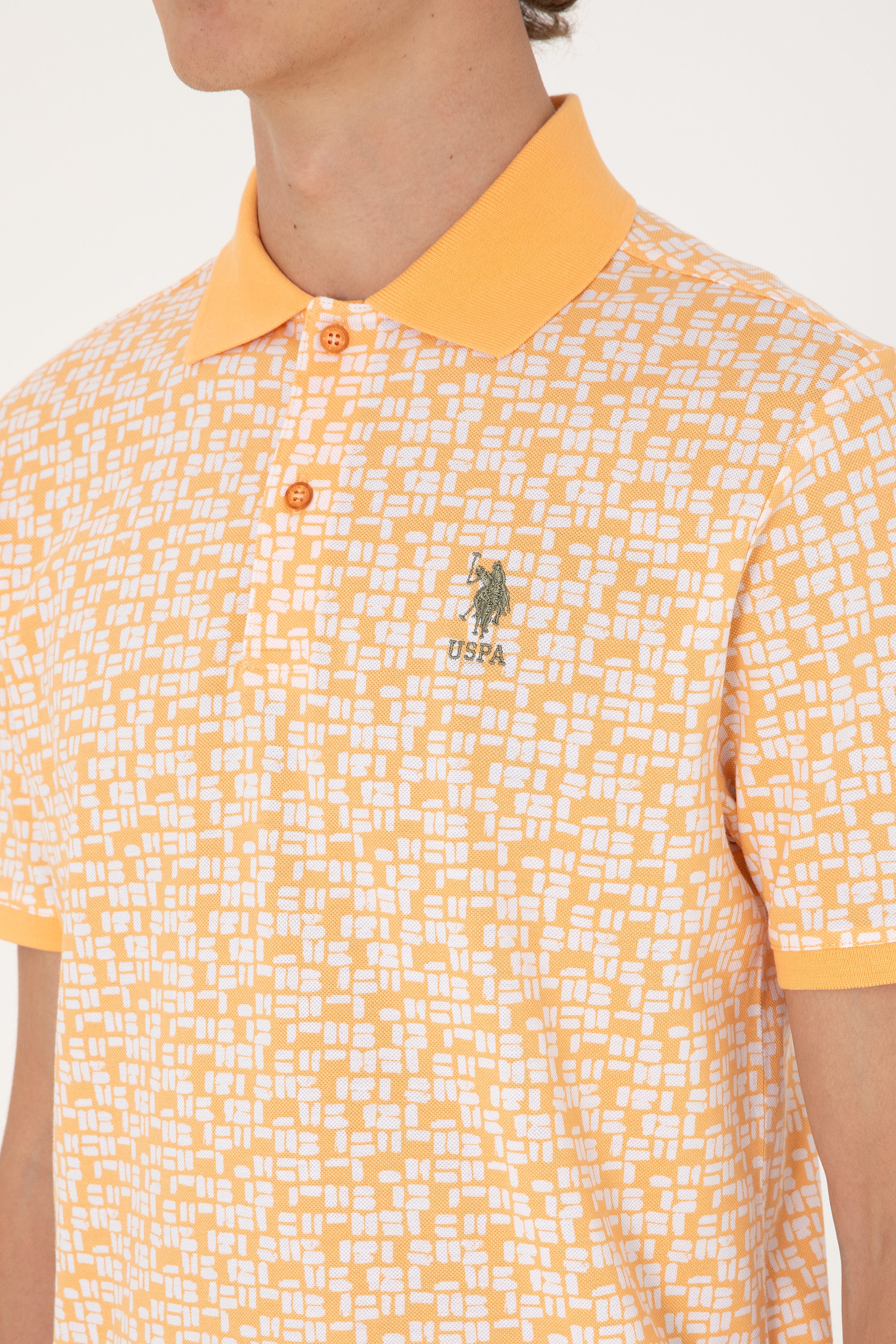 Erkek Regular Fit Polo Yaka Turuncu Tişört - Image 7