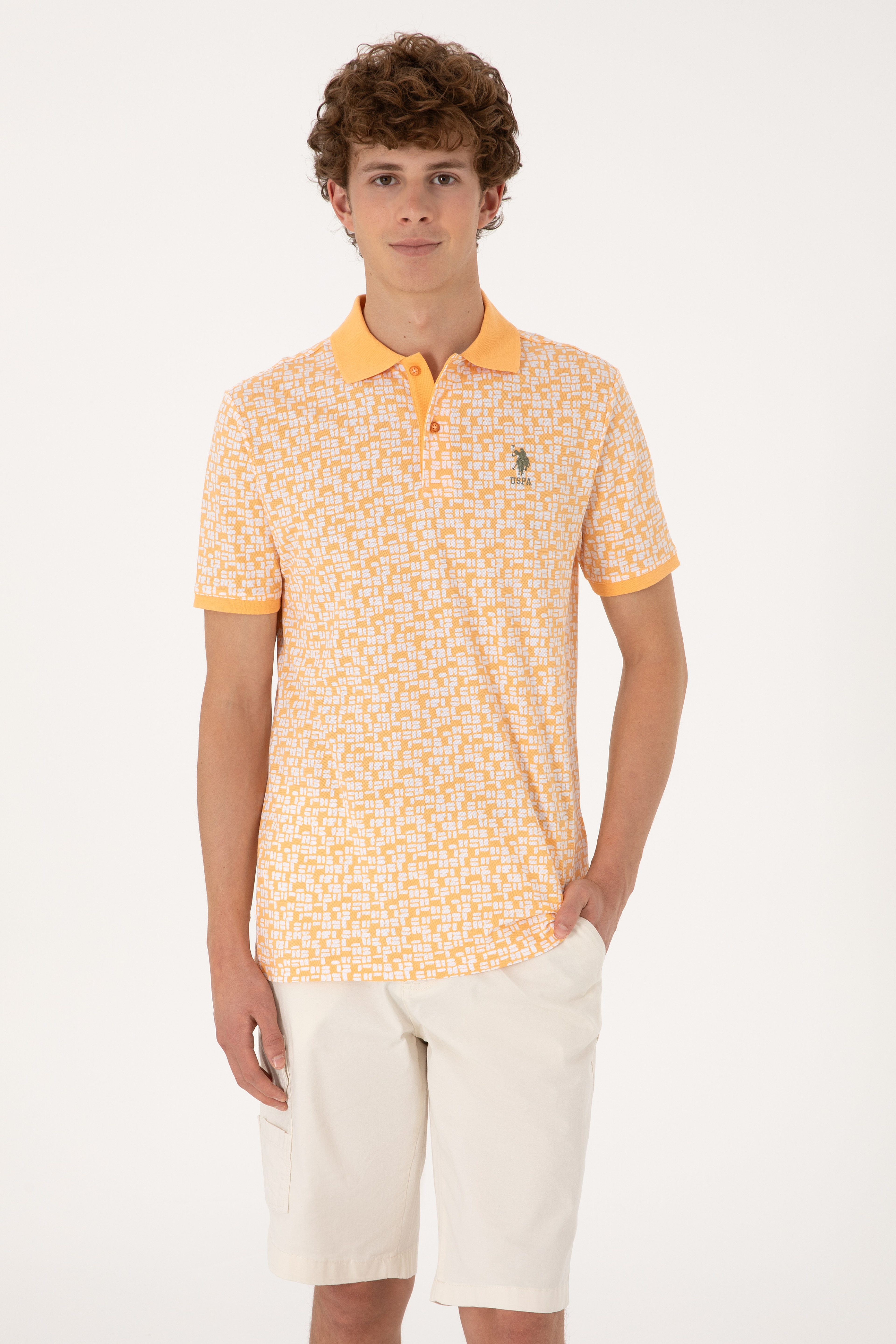 Erkek Regular Fit Polo Yaka Turuncu Tişört - Image 1