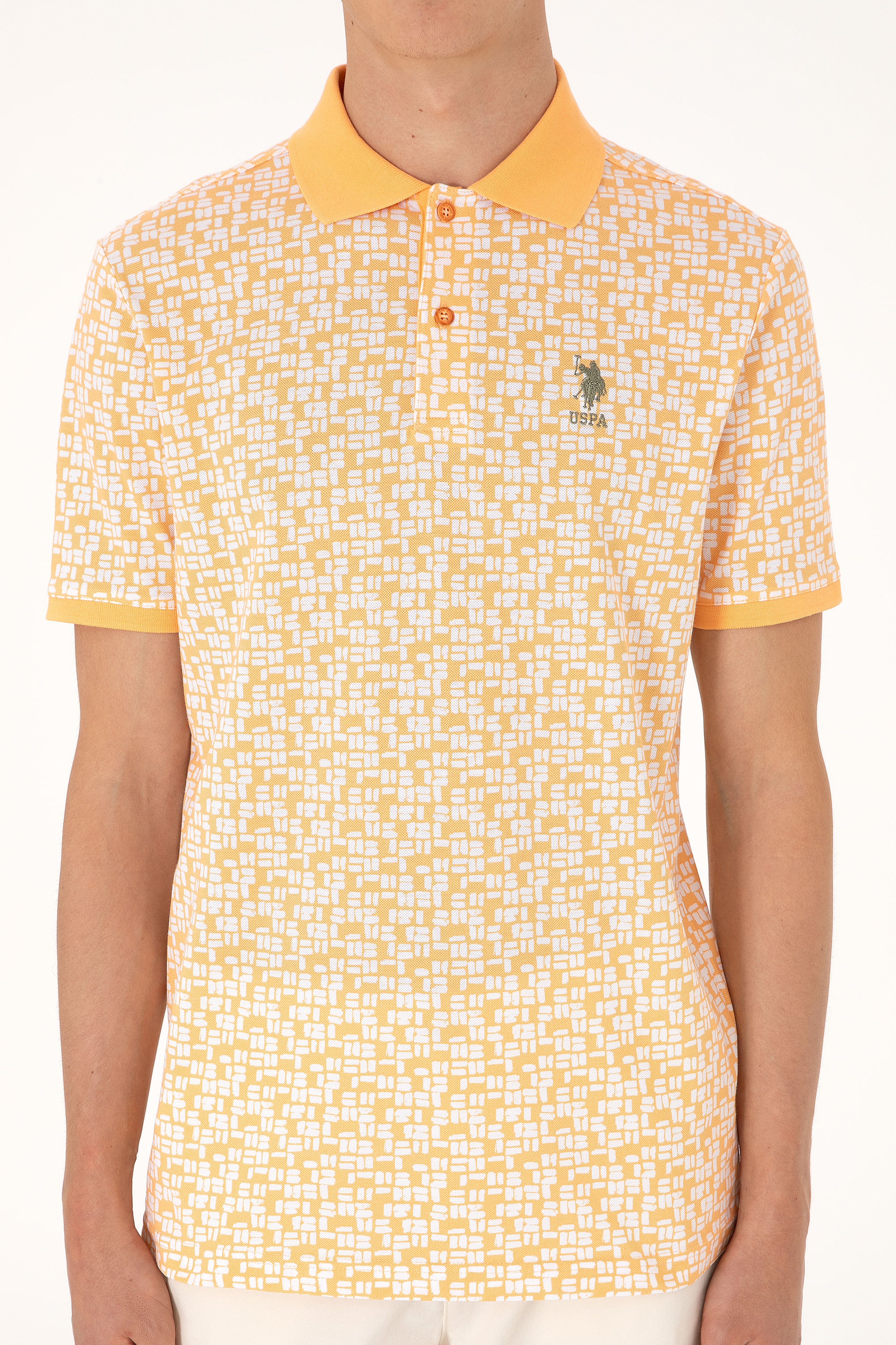 Erkek Regular Fit Polo Yaka Turuncu Tişört - Image 6