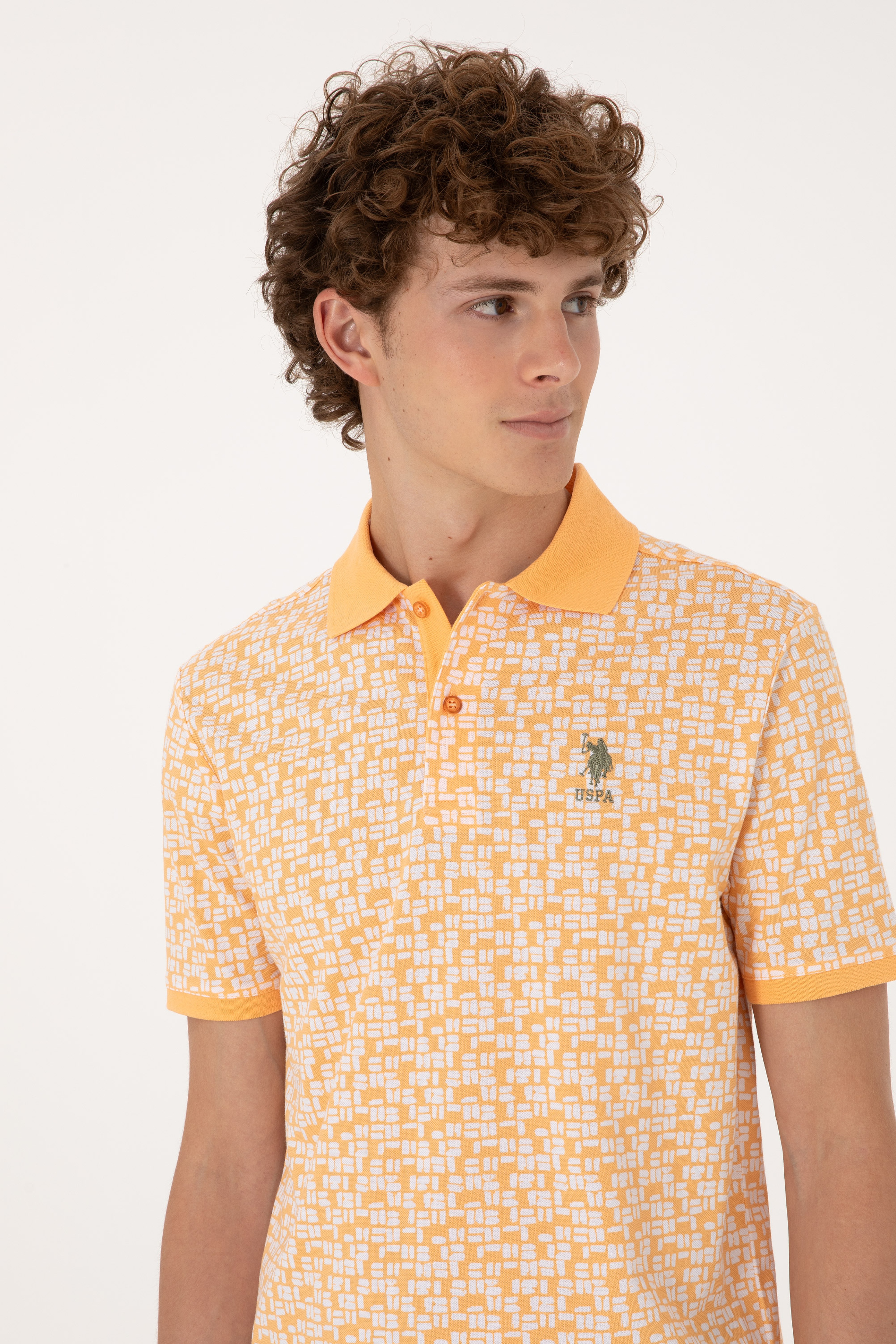Erkek Regular Fit Polo Yaka Turuncu Tişört