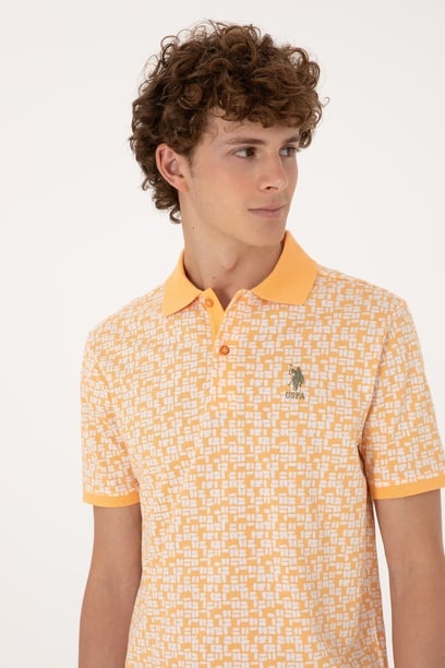 Erkek Regular Fit Polo Yaka Turuncu Tişört