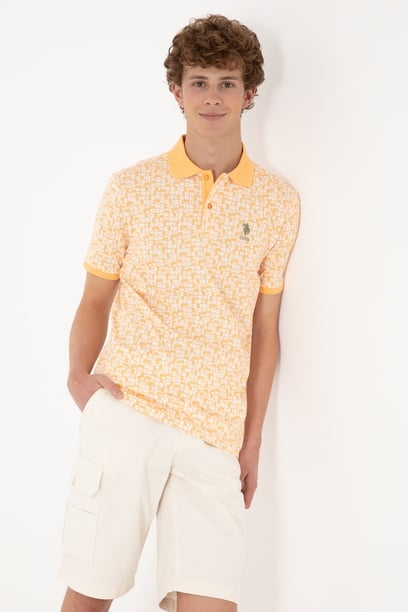 Erkek Regular Fit Polo Yaka Turuncu Tişört