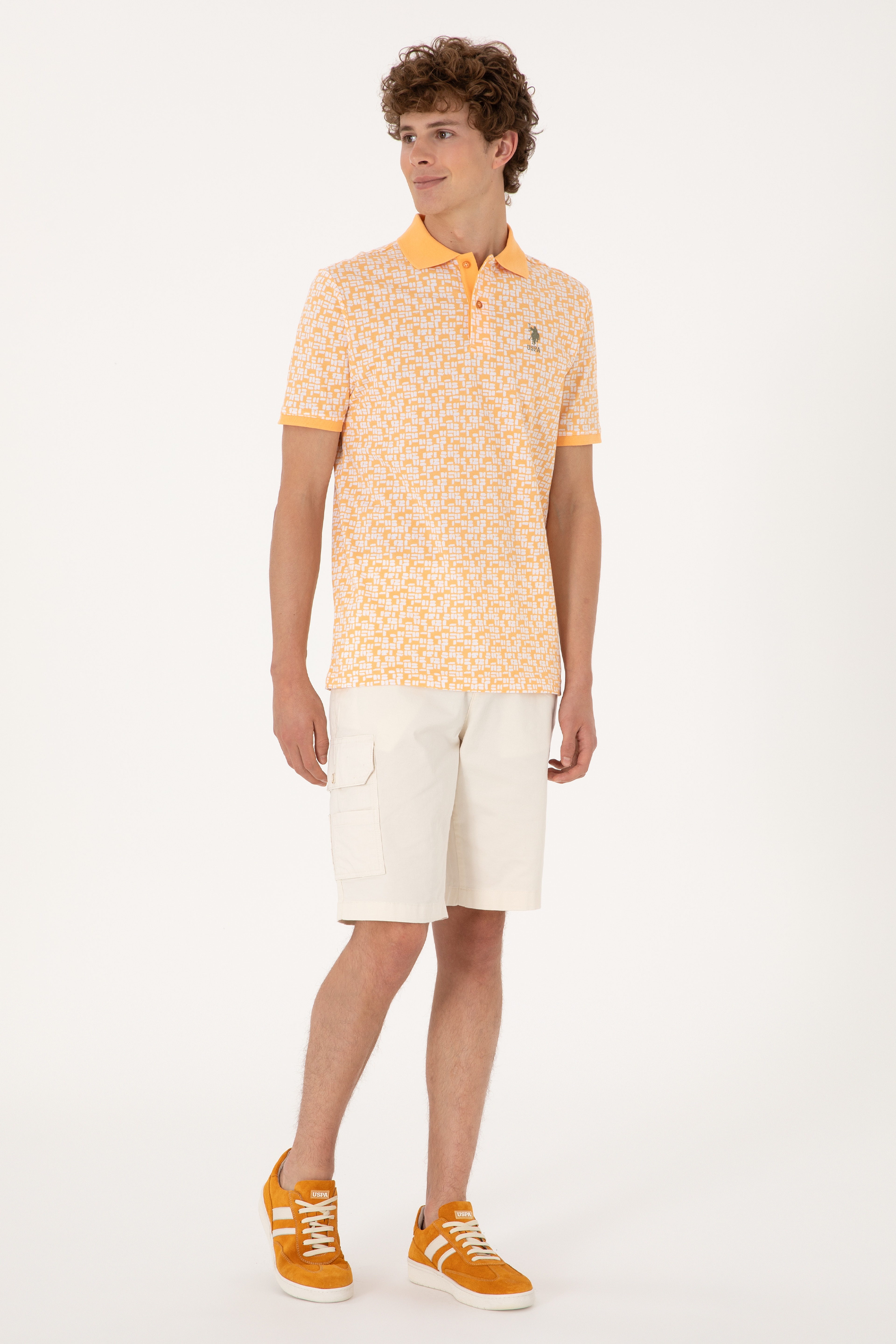 Erkek Regular Fit Polo Yaka Turuncu Tişört - Image 4