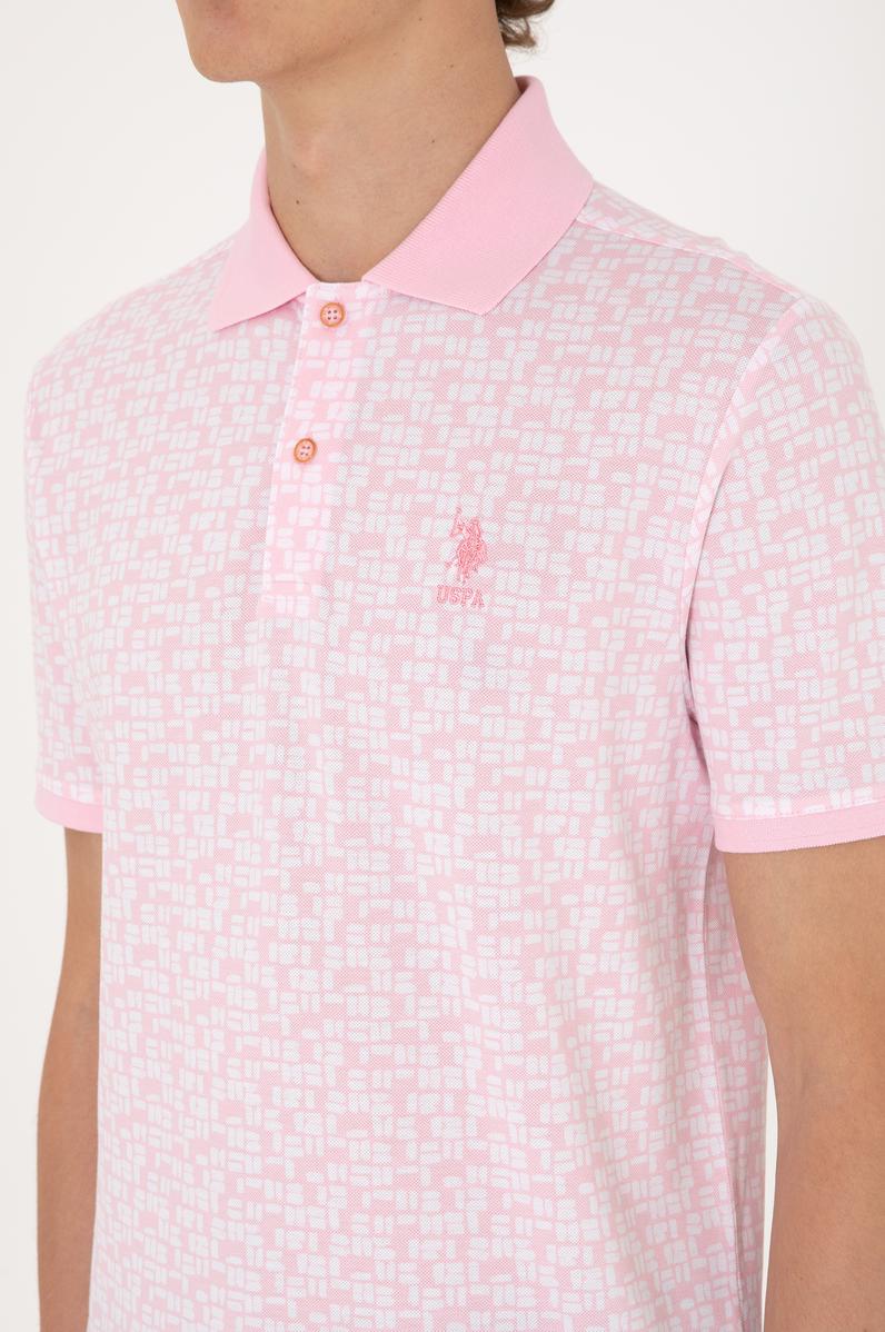 Erkek Regular Fit Polo Yaka Açık Pembe Tişört