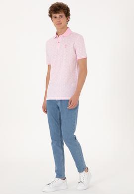 Erkek Regular Fit Polo Yaka Açık Pembe Tişört - 50306837027
