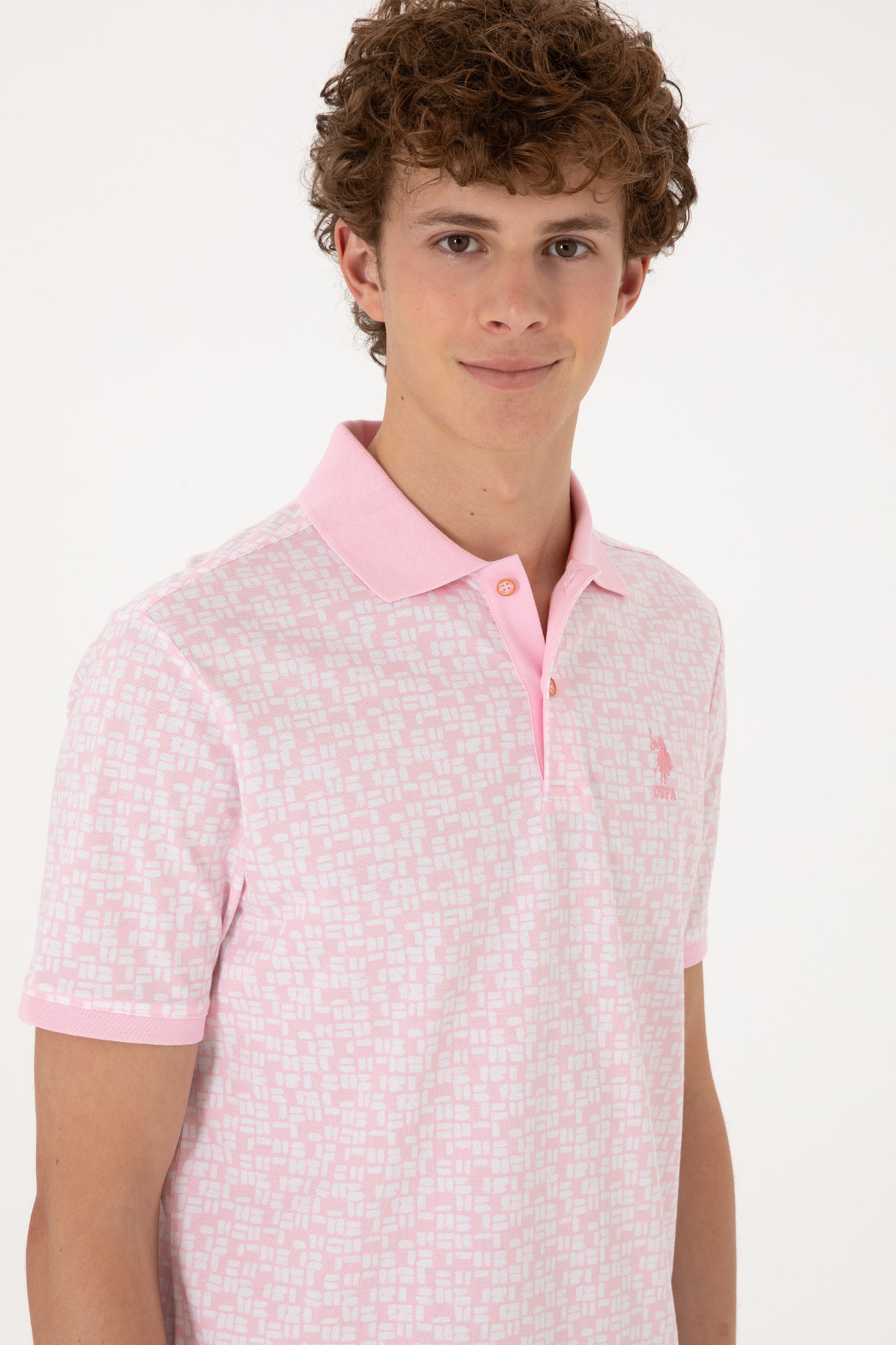 Erkek Regular Fit Polo Yaka Açık Pembe Tişört