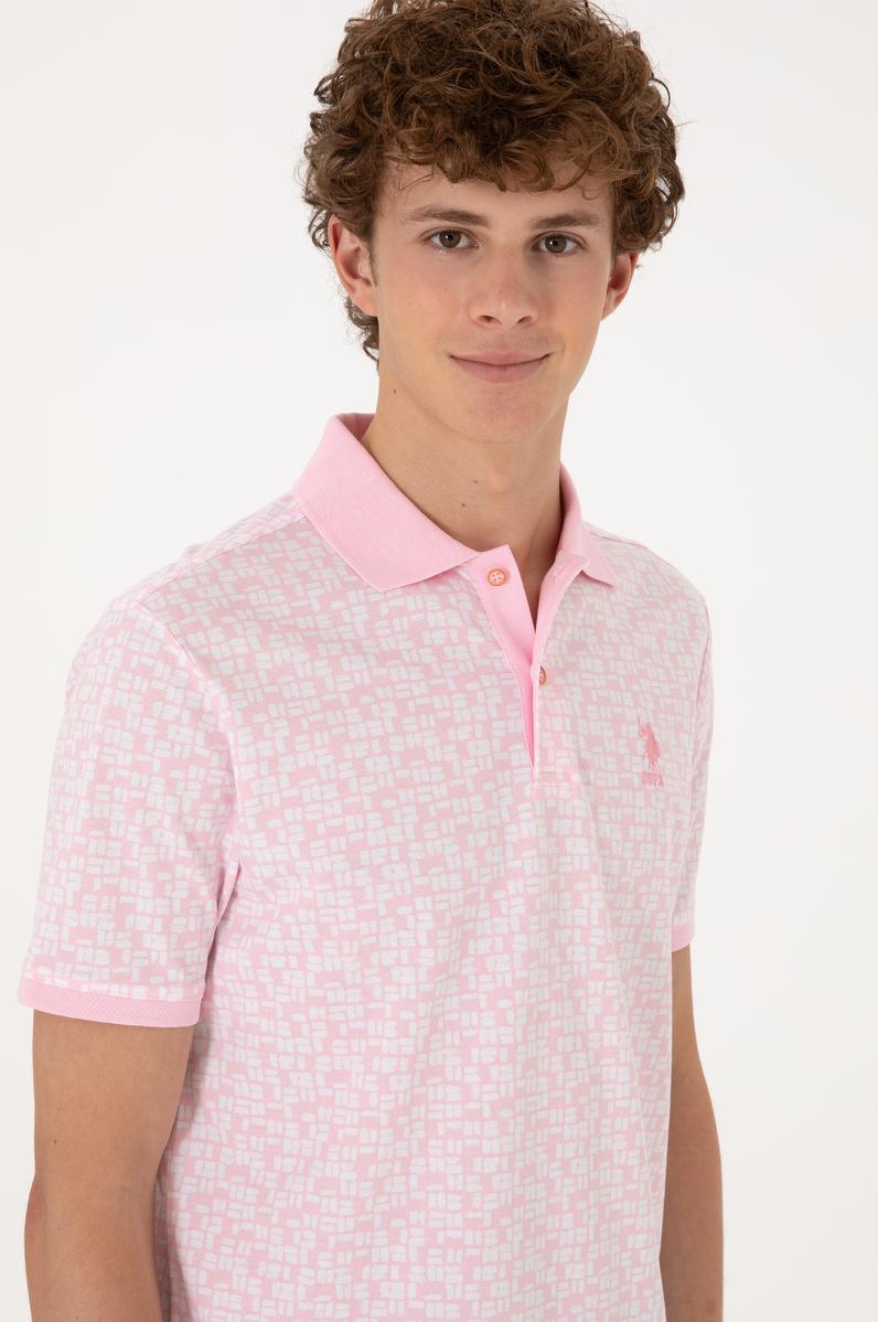 Erkek Regular Fit Polo Yaka Açık Pembe Tişört