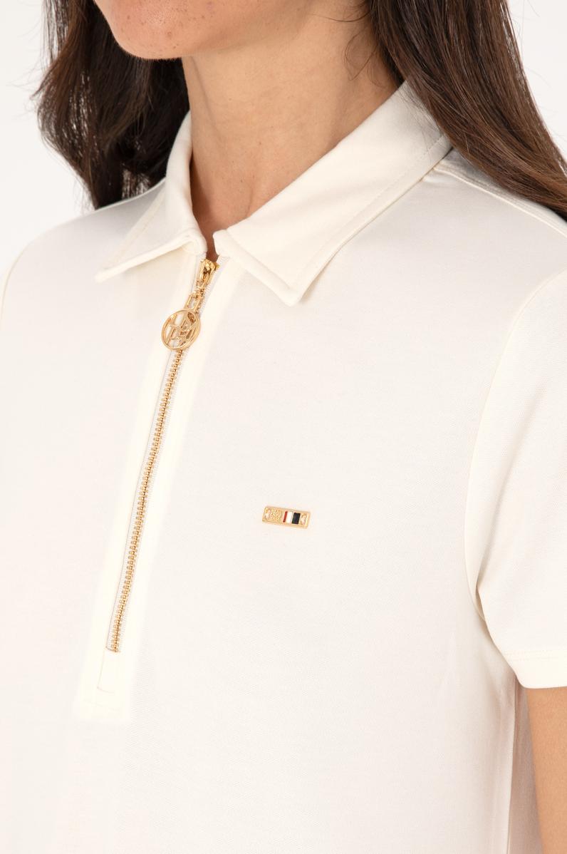 Kadın Krem Modal Karışımlı Polo Yaka Mini Boy Örme Elbise