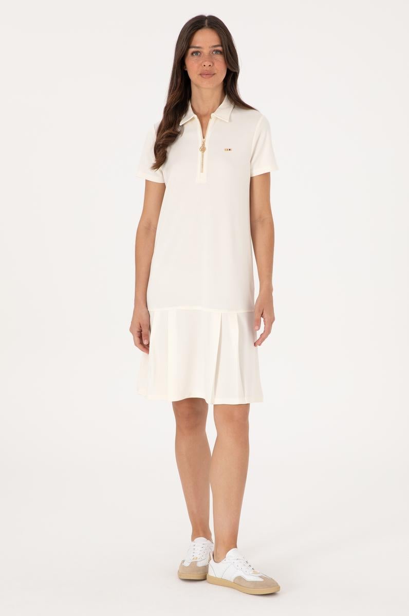 Kadın Krem Modal Karışımlı Polo Yaka Mini Boy Örme Elbise