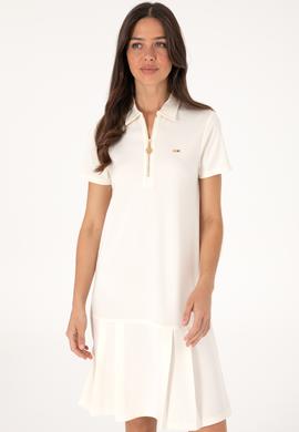 Kadın Krem Modal Karışımlı Polo Yaka Mini Boy Örme Elbise - 50306741004