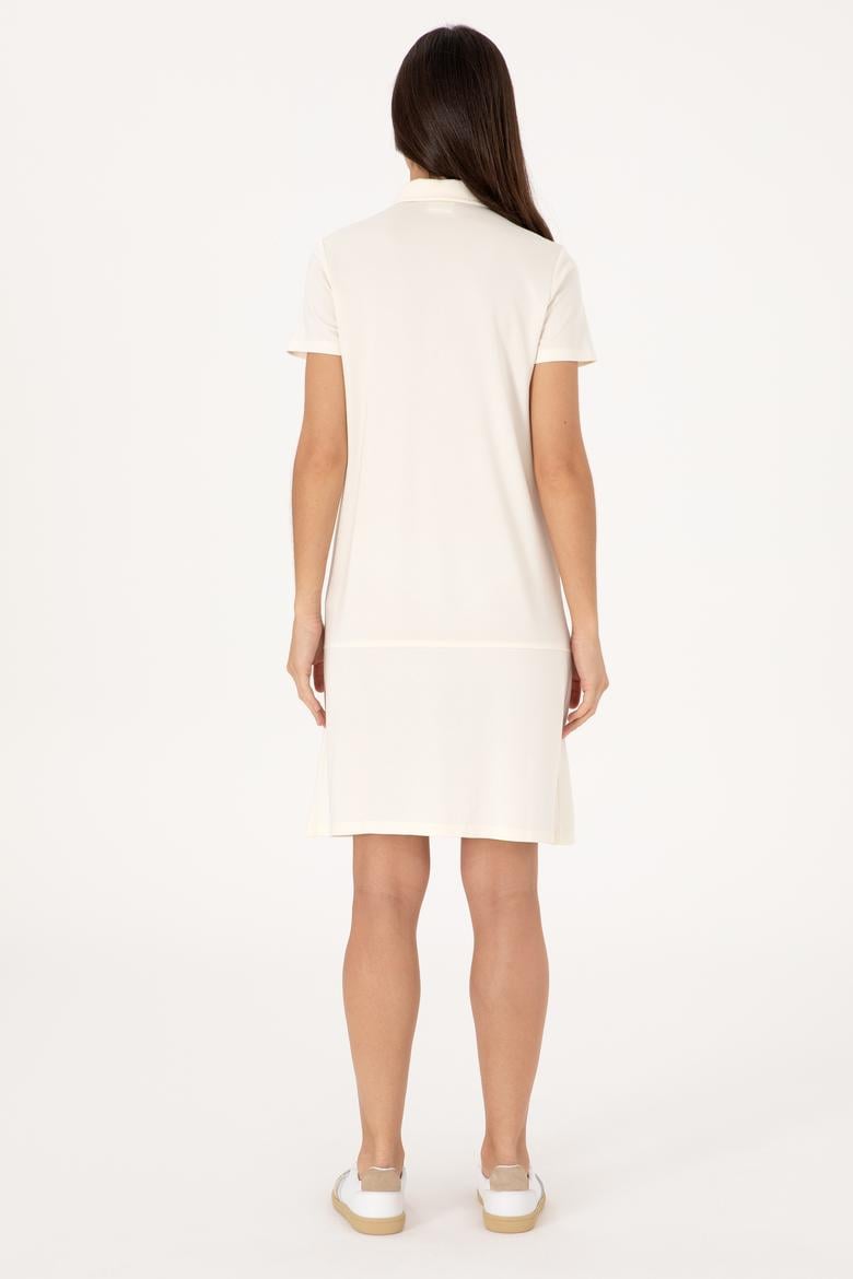 Kadın Krem Modal Karışımlı Polo Yaka Mini Boy Örme Elbise - 50306741004
