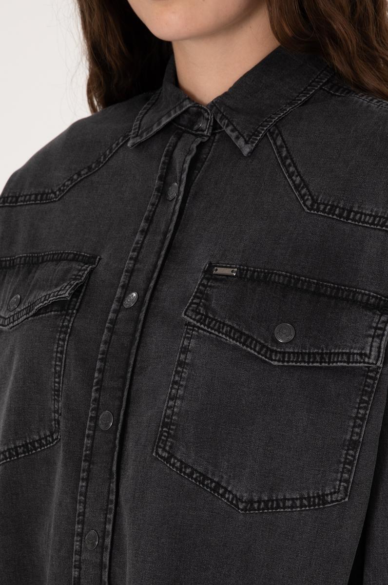 Kadın Siyah Jean Gömlek