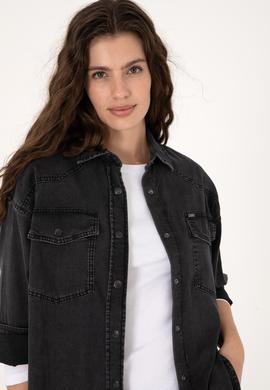 Kadın Siyah Jean Gömlek - 50304311005