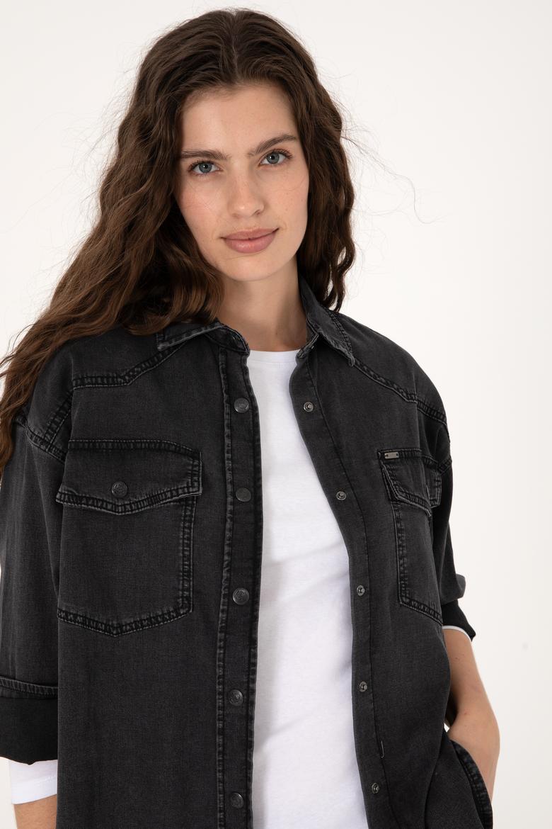 Kadın Siyah Jean Gömlek - 50304311005